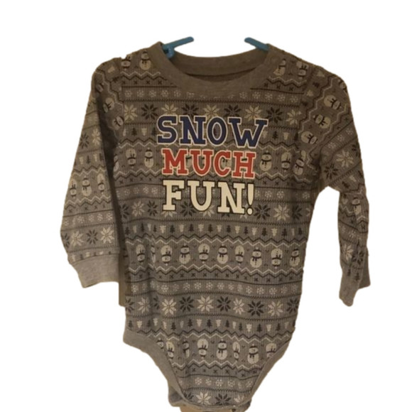 Boys Snow Much Fun Onesie Long Sleeve - Picture 1 of 5